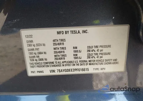 2023 Tesla Model Y Awd/Long Range Dual Motor All-Wheel Drive from USA, damaged, VIN 7SAYGDEE2PF616615